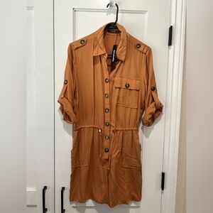 Annabelle Terracotta Button-Up Shorts Romper